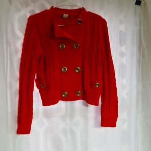 J. Crew double breasted cable knit cardigan. Small. Red
